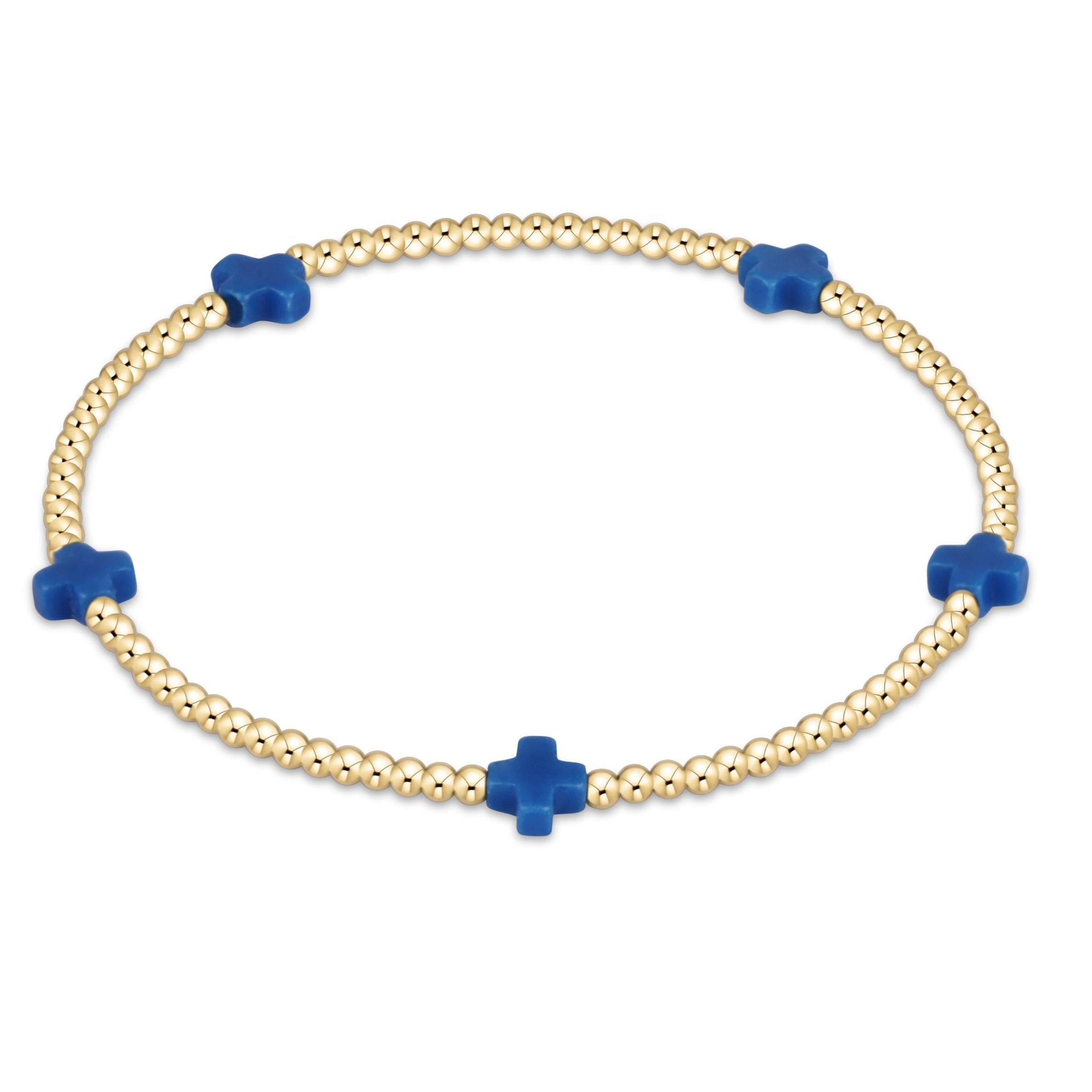 Enewton Signature Cross Small Gold Pattern 2mm Bead Bracelet BSCSMGP2OW