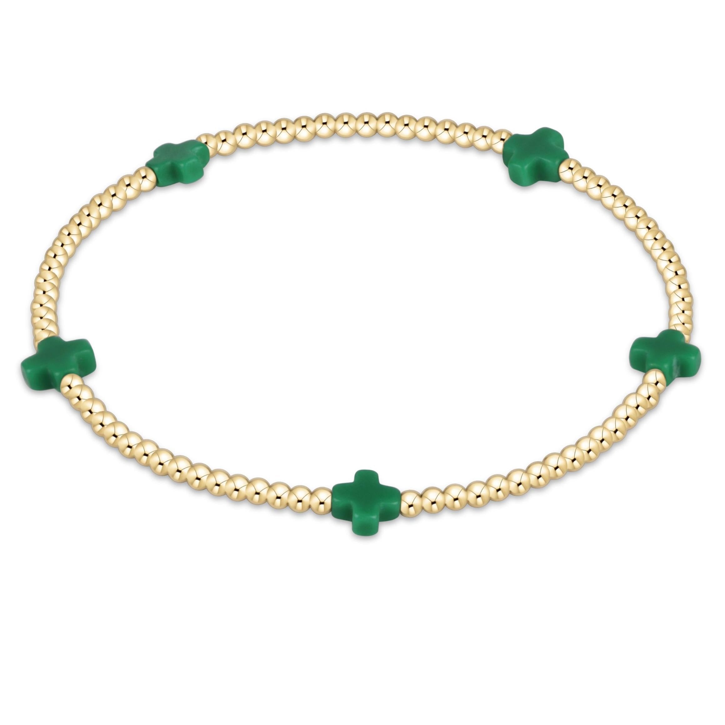 Enewton Signature Cross Small Gold Pattern 2mm Bead Bracelet BSCSMGP2OW