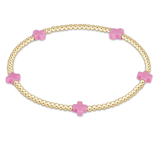 Enewton Signature Cross Small Gold Pattern 2mm Bead Bracelet BSCSMGP2OW