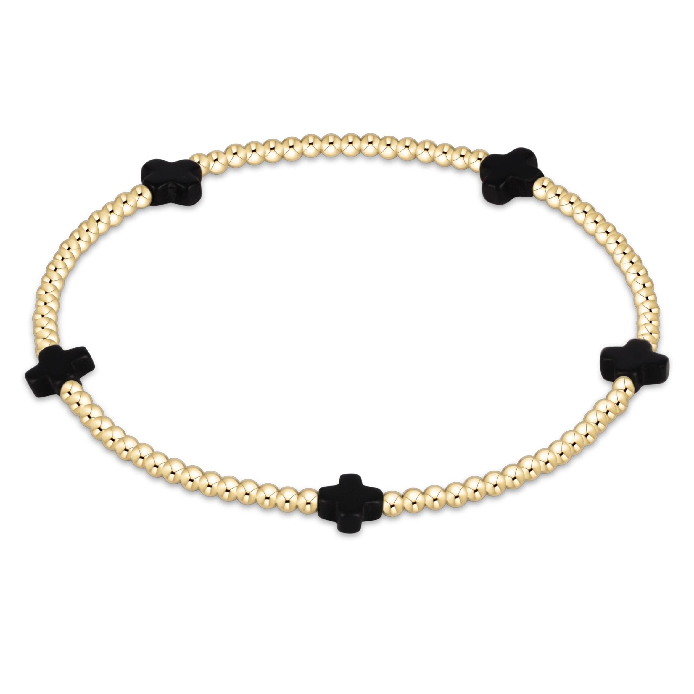 Enewton Signature Cross Small Gold Pattern 2mm Bead Bracelet BSCSMGP2OW
