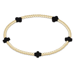 Enewton Signature Cross Small Gold Pattern 2mm Bead Bracelet BSCSMGP2OW