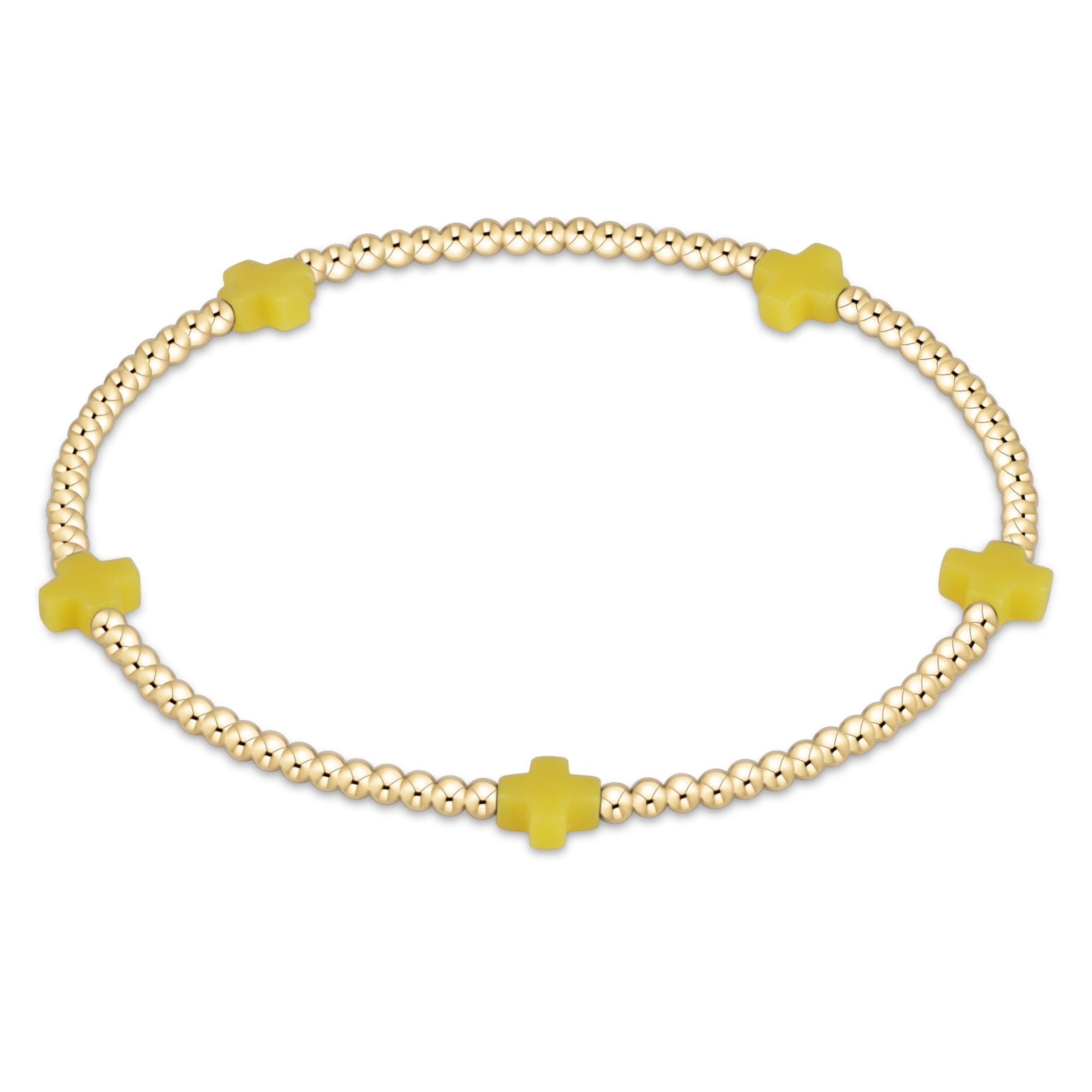 Enewton Signature Cross Small Gold Pattern 2mm Bead Bracelet BSCSMGP2OW