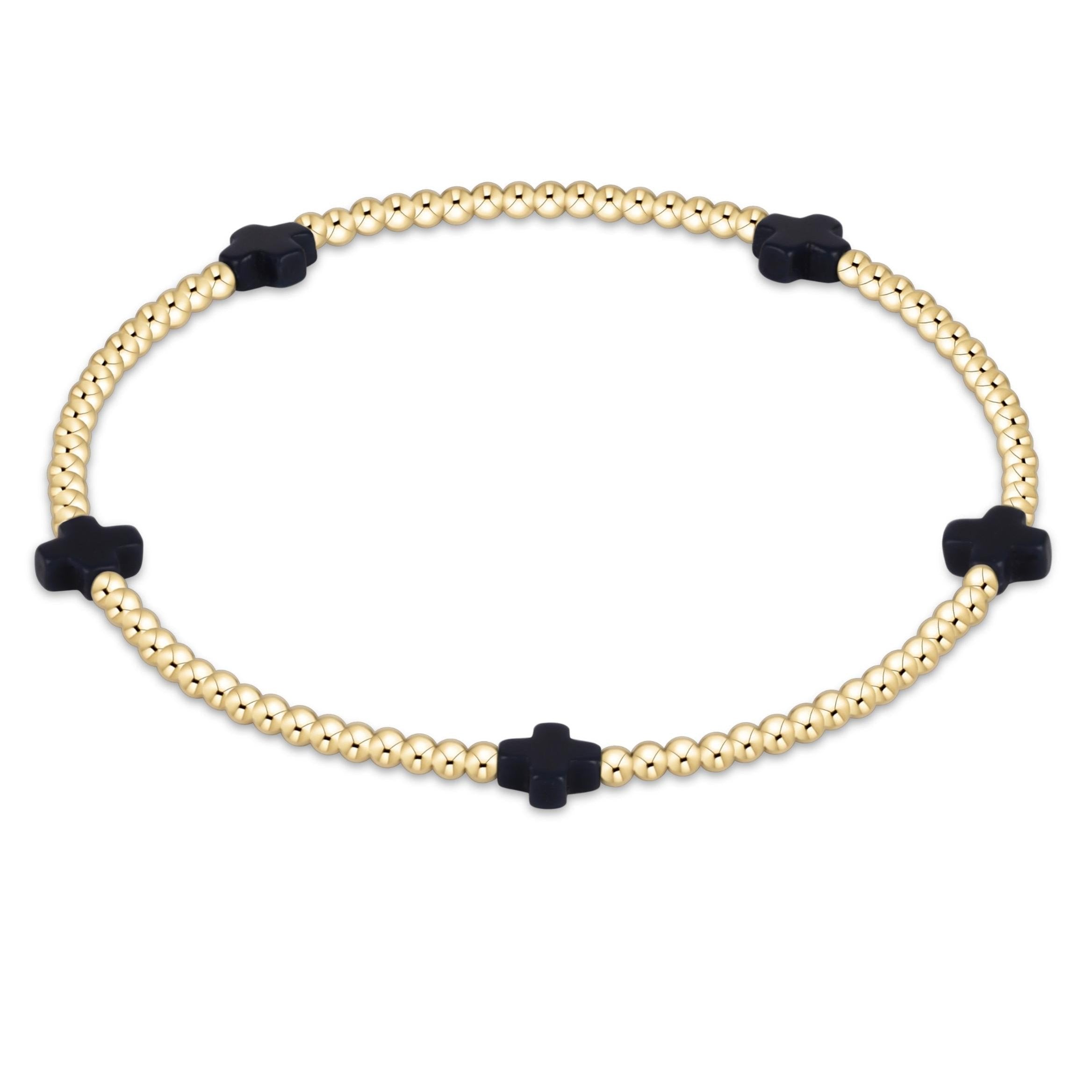 Enewton Signature Cross Small Gold Pattern 2mm Bead Bracelet BSCSMGP2OW