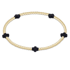 Enewton Signature Cross Small Gold Pattern 2mm Bead Bracelet BSCSMGP2OW