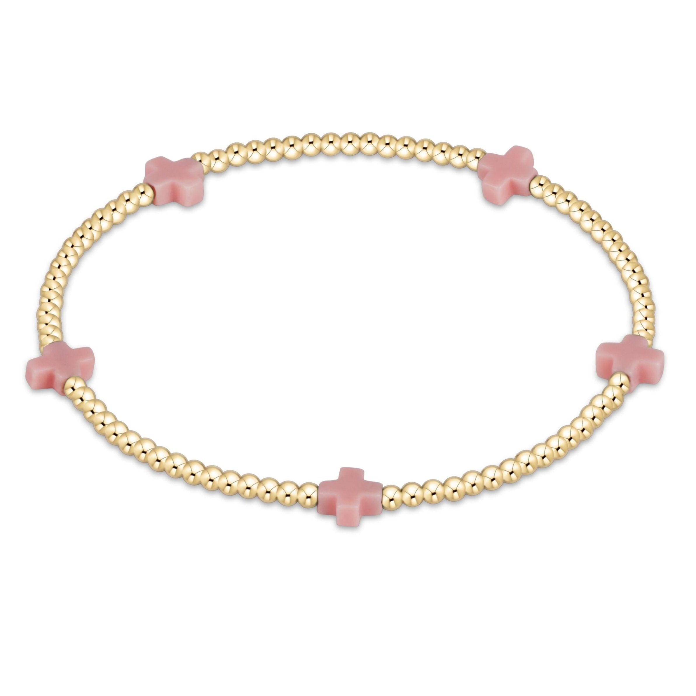 Enewton Signature Cross Small Gold Pattern 2mm Bead Bracelet BSCSMGP2OW