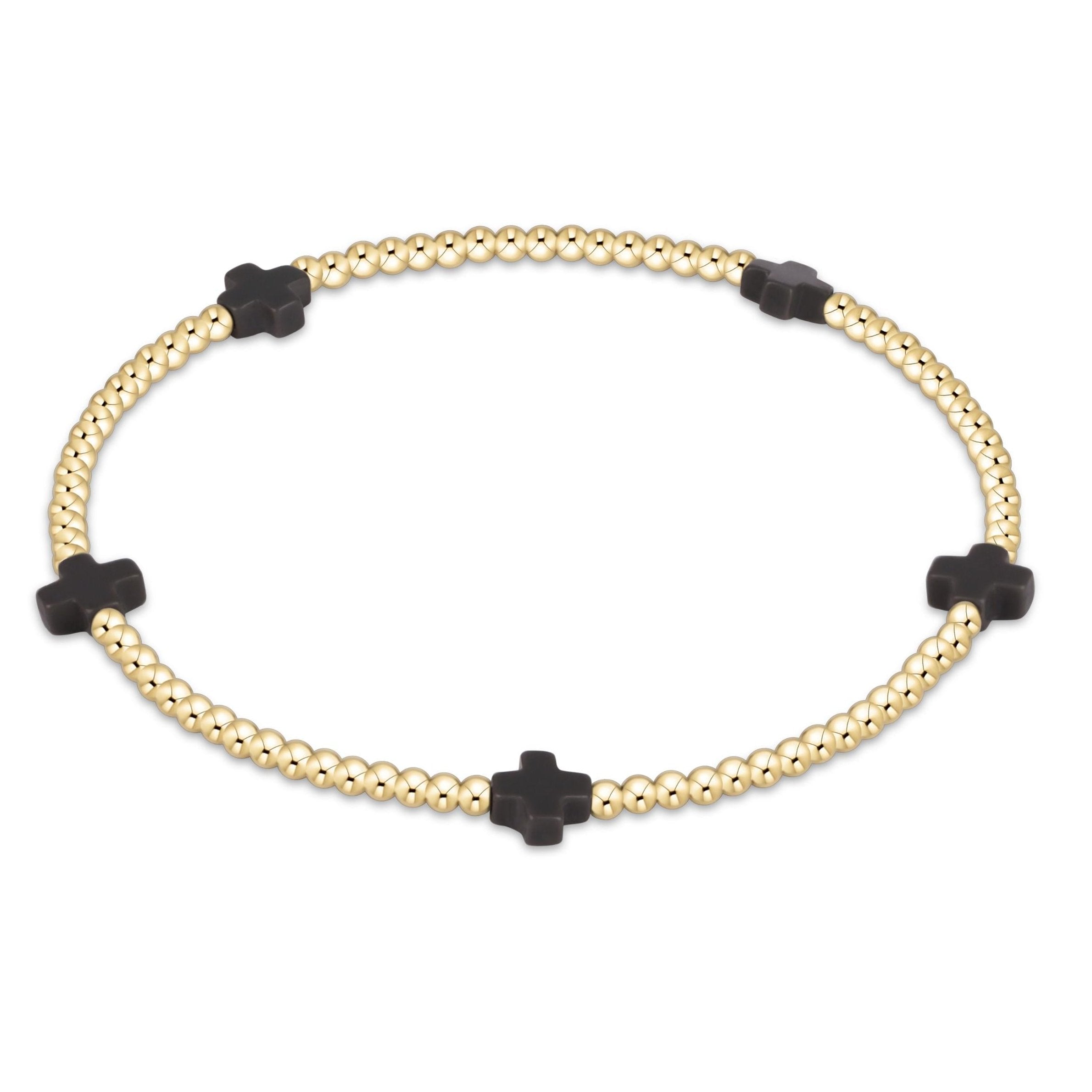 Enewton Signature Cross Small Gold Pattern 2mm Bead Bracelet BSCSMGP2OW