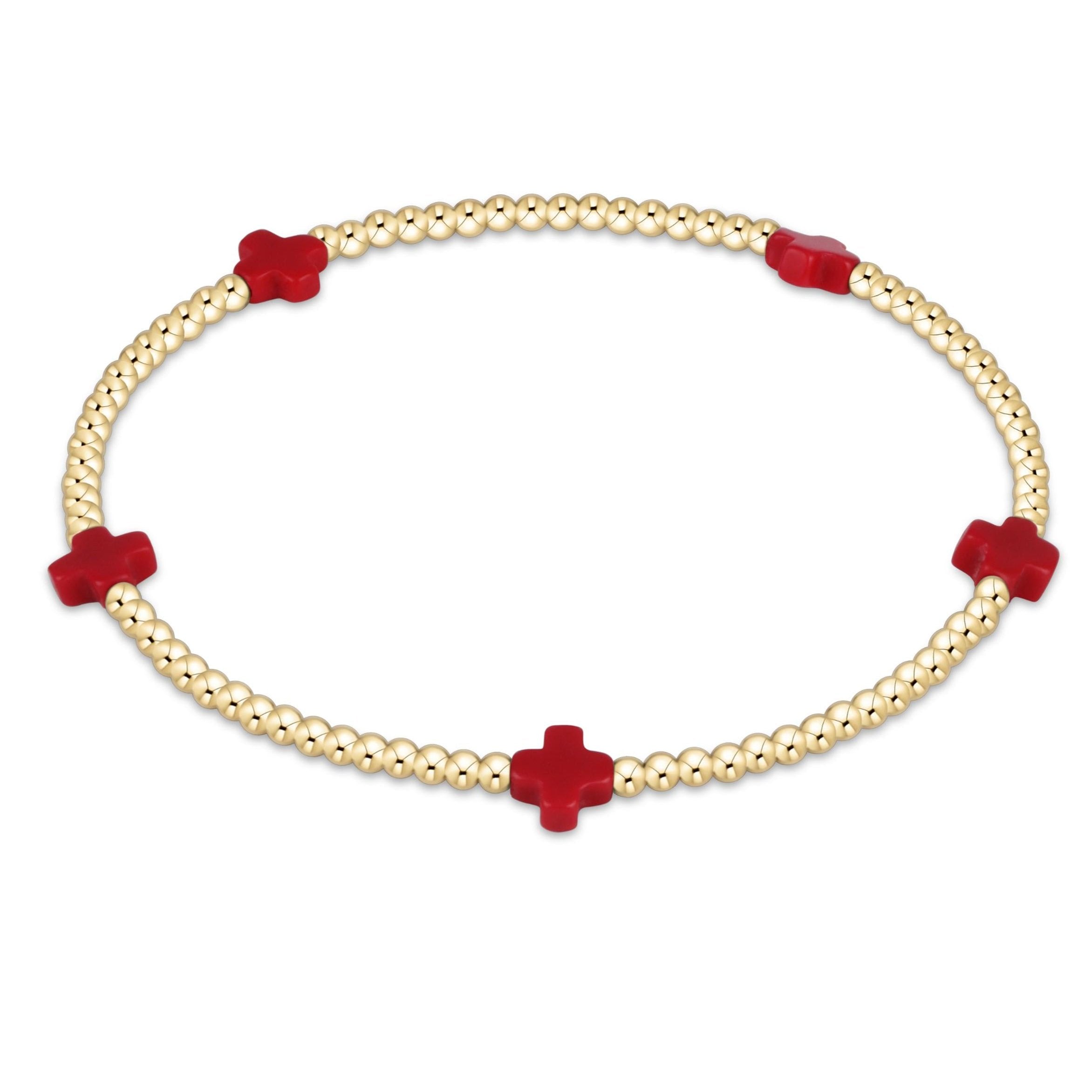 Enewton Signature Cross Small Gold Pattern 2mm Bead Bracelet BSCSMGP2OW
