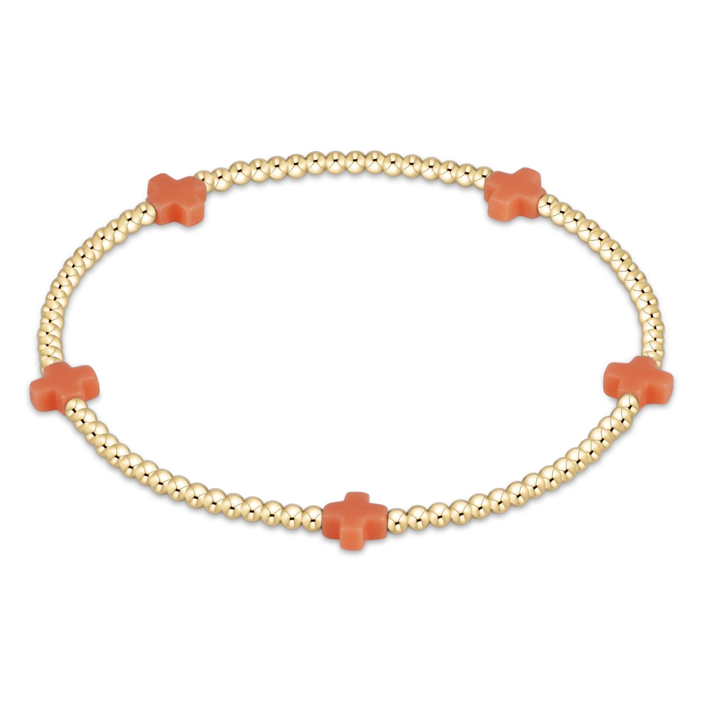 Enewton Signature Cross Small Gold Pattern 2mm Bead Bracelet BSCSMGP2OW