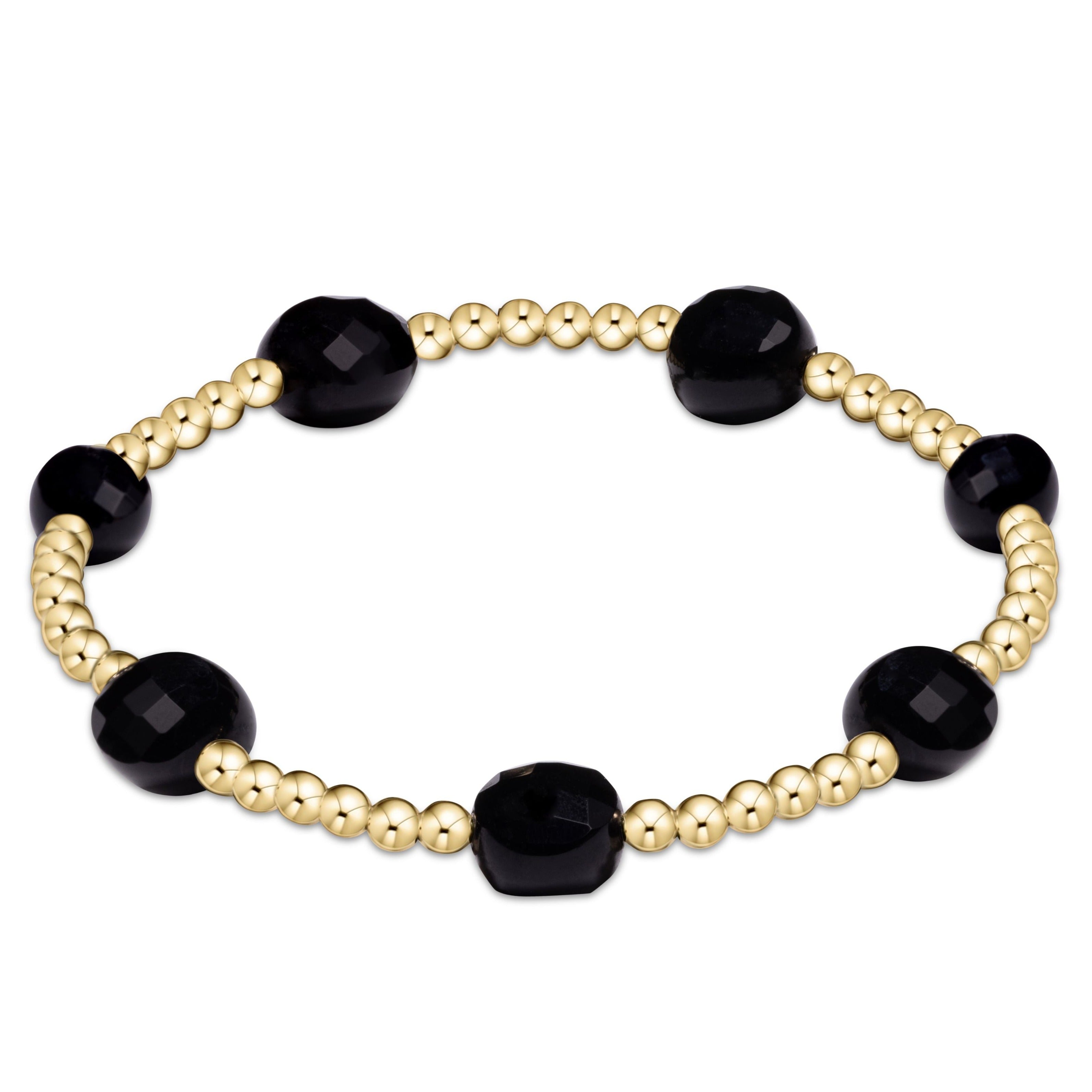 Enewton Admire Gold 3mm Bead Bracelet - Faceted Onyx BADG3FOX