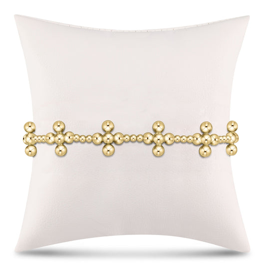 Enewton Signature Cross Sincerity Pattern 2.5mm Bead Bracelet - Classic Beaded Signature Cross Gold - 4mm Bead Gold BSCSINP25CLSCG4
