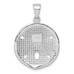 Sterling Silver Rhodium-Plated Polished White Crystal Sand Dollar Pendant IP-003W
