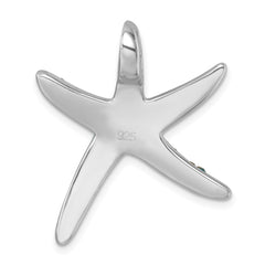 Sterling Silver Rhodium-plated Polished Blue Crystal Star Fish Chain Slide IP-020