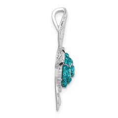 Sterling Silver Rhodium-plated Polished Blue Crystal Turtle Chain Slide IP-024