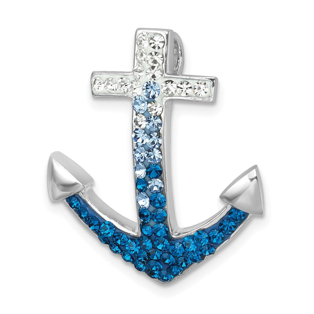 Sterling Silver Rhodium-Plated Polished Crystal Anchor Chain Slide IP-120