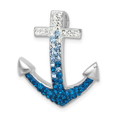 Sterling Silver Rhodium-Plated Polished Crystal Anchor Chain Slide IP-120