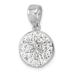 Sterling Silver Rhodium-Plated Polished Crystal Sand Dollar Pendant IP-133