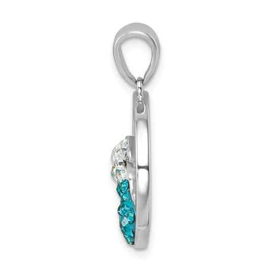 Sterling Silver Rhodium-Plated Polished Crystal Wave Whitecap Pendant IP-178