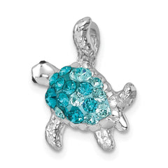 Sterling Silver Rhodium-plated Polished Crystal Turtle Chain Slide IP-179