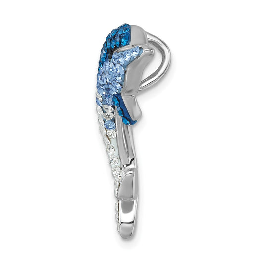Sterling Silver Rhodium-Plated Large Crystal Dolphin Slide IP-526