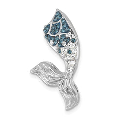Sterling Silver Rhodium-Plated Polished Crystal Mermaid Tail Chain Slide IP-801