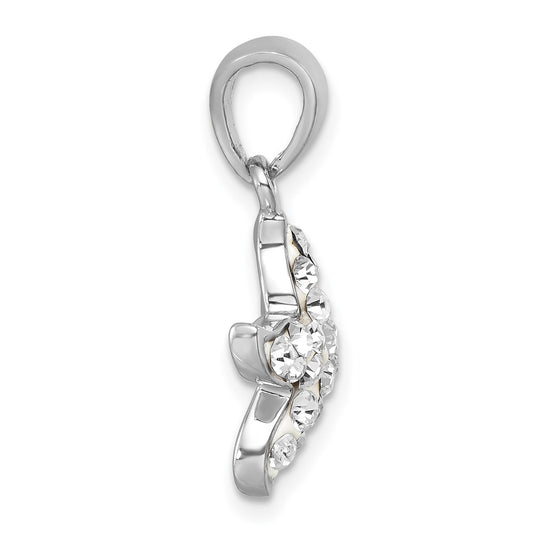 Sterling Silver Rhodium-plated Polished White Crystal Starfish Pendant IP-813W