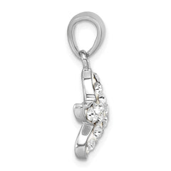 Sterling Silver Rhodium-plated Polished White Crystal Starfish Pendant IP-813W