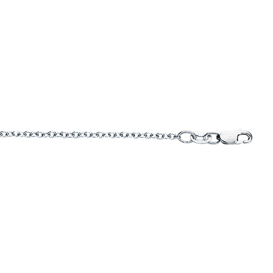 White Gold Polished Oval Cable Necklace