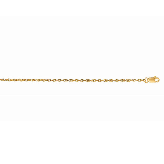 Yellow Gold Diamond Cut/ Textured Carded Machine Rope Necklace