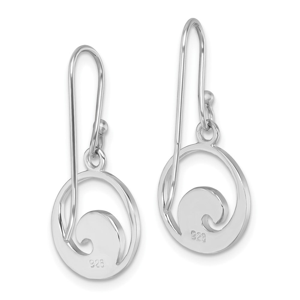 LE-002 Sterling Silver Rhodium-plated Enameled Wave Dangle Earring