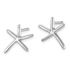 LE-016 Sterling Silver Rhodium-plated Polished Starfish Post Earring