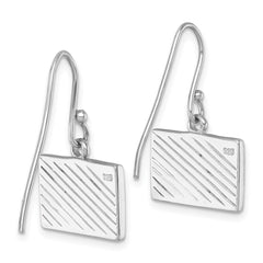 LE-033 Sterling Silver Rhodium-plated Polished Enameled Dive Flag Dangle Earring