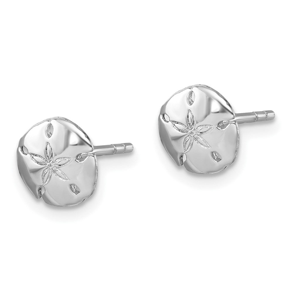 LE-1734 Sterling Silver Rhodium-plated Polished Sand Dollar Post Earring