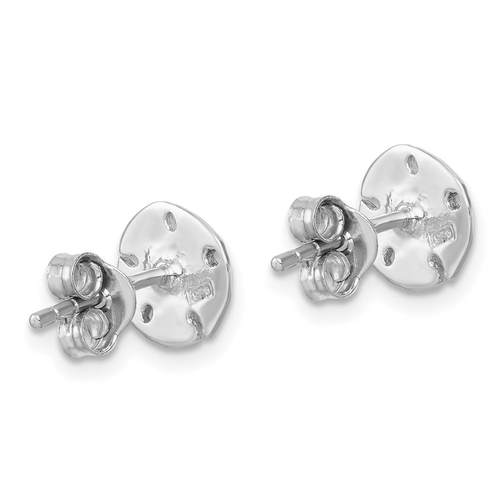 LE-1734 Sterling Silver Rhodium-plated Polished Sand Dollar Post Earring