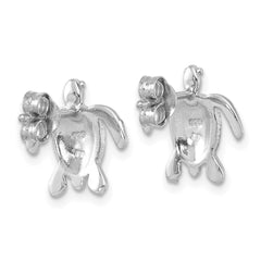 LE-207 Sterling Silver Rhodium-plated Enameled Polished Dive Flag Turtle Post Earring