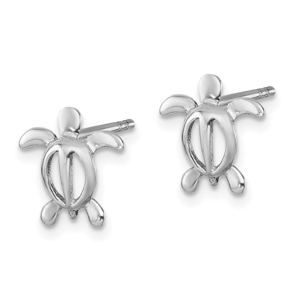 LE-733 Sterling Silver Rhodium-plated Cut Out Turtle Post Earring