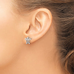 LE-733 Sterling Silver Rhodium-plated Cut Out Turtle Post Earring