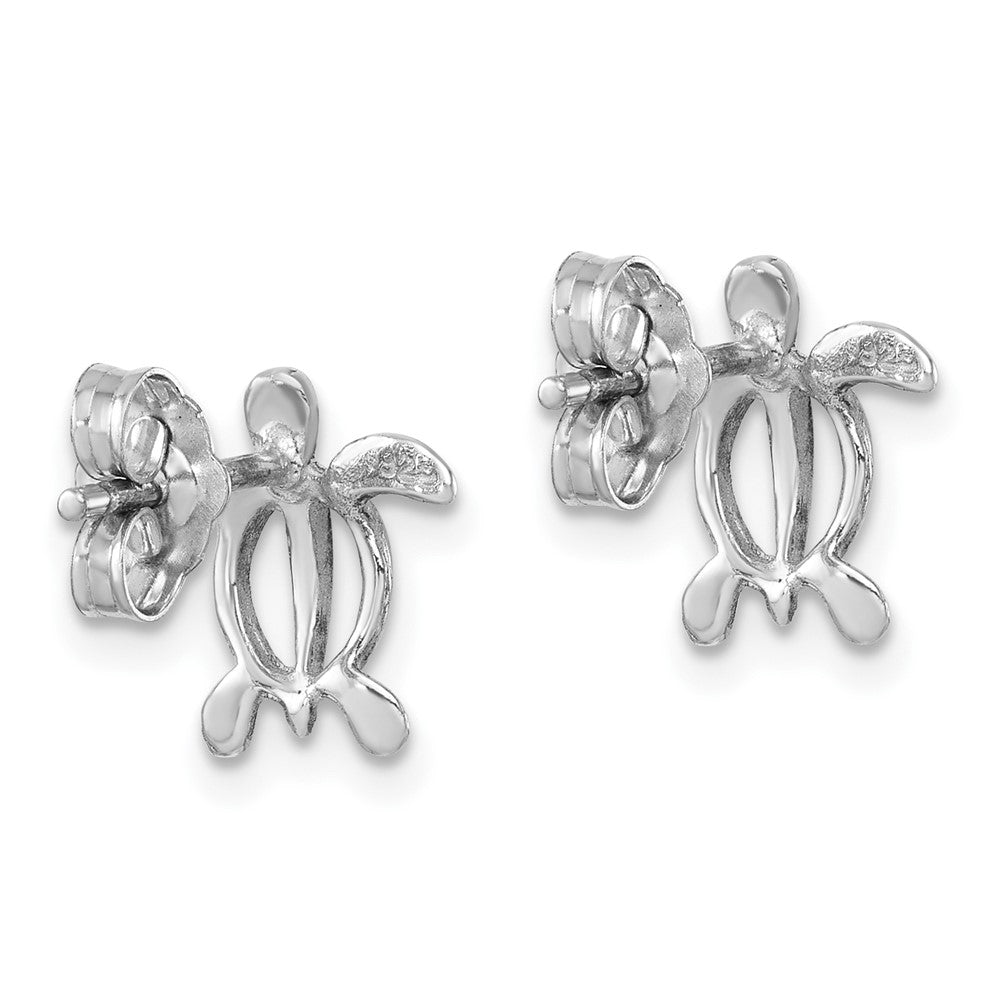 LE-733 Sterling Silver Rhodium-plated Cut Out Turtle Post Earring