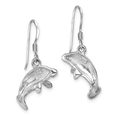LE-96212 Sterling Silver Rhodium-plated Polished Manatee Dangle Earring