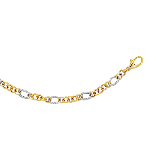 Two-tone Gold Polished Fancy Chain Links Necklace