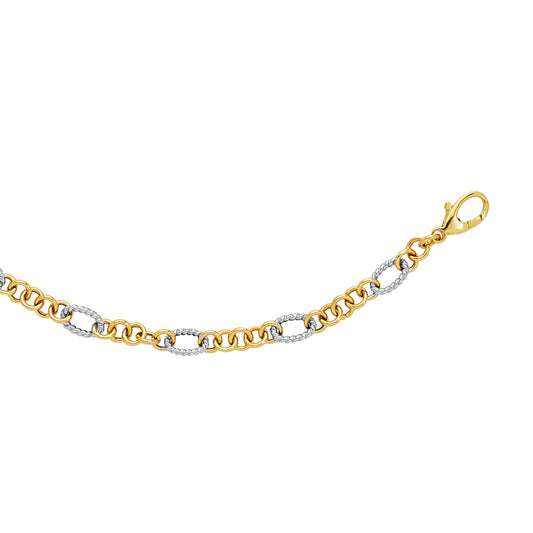 Parkplace Jewelers 14k-two-tone-gold-alternating-twisted-oval-rope-link-chain-lk181
