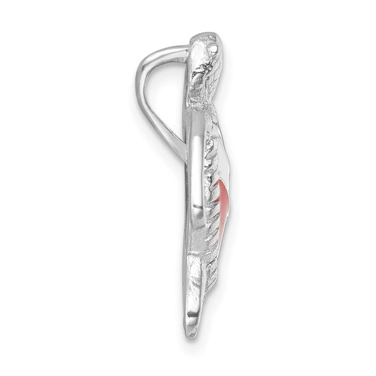 Sterling Silver Rhodium-plated Enameled Polished Dive Flag Turtle Chain Slide LP-020