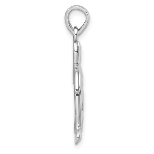 Sterling Silver Rhodium-plated Cut Out  Mother and Baby Turtle Pendant LP-053
