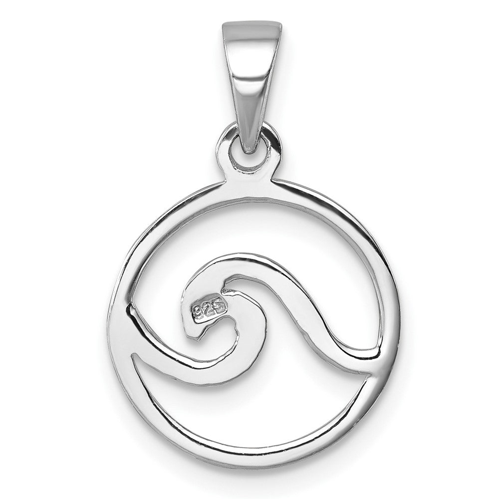 Sterling Silver Rhodium-plated Polished Wave Pendant LP-058