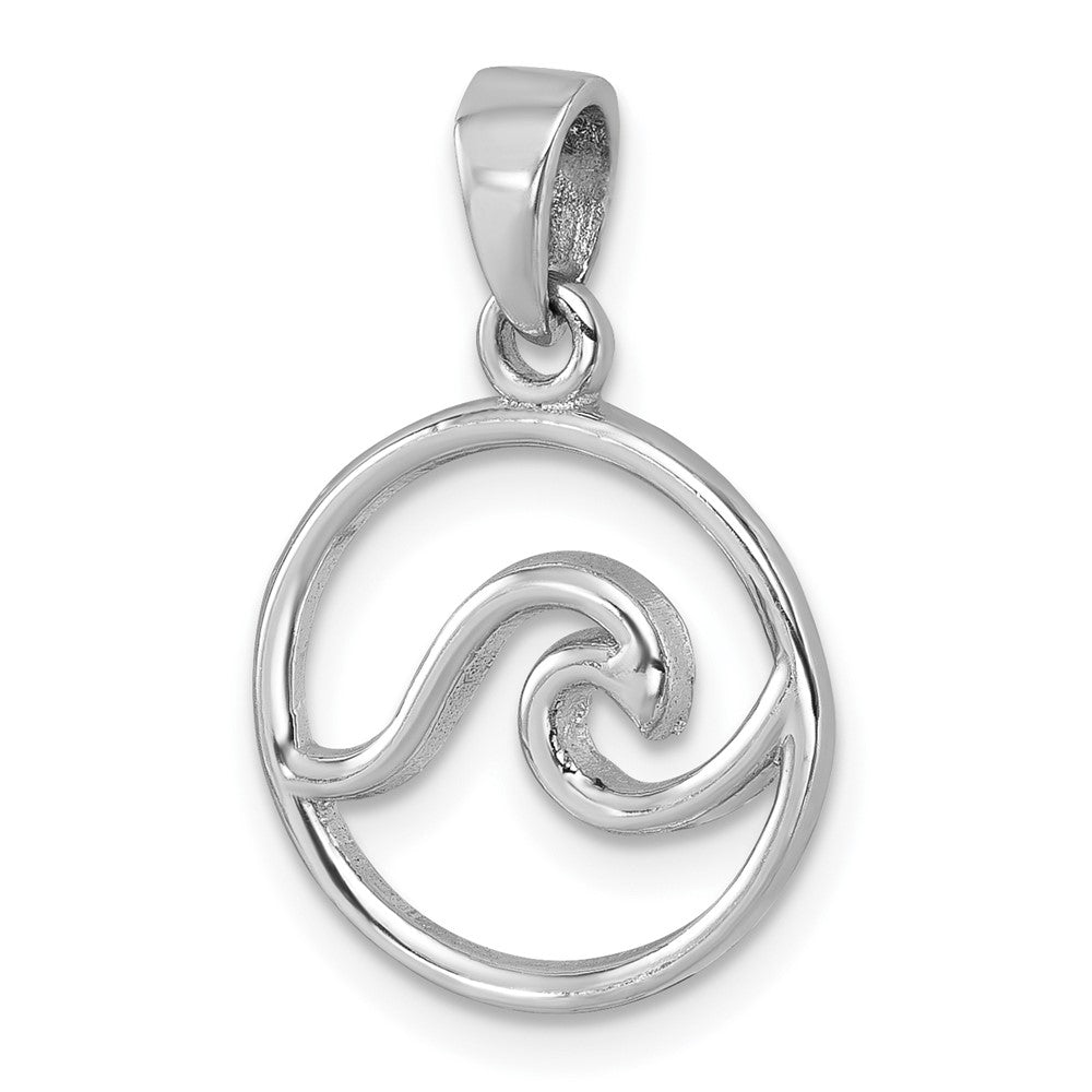 Sterling Silver Rhodium-plated Polished Wave Pendant LP-058