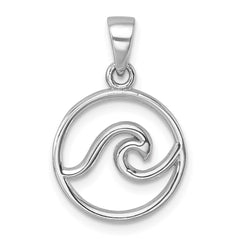 Sterling Silver Rhodium-plated Polished Wave Pendant LP-058