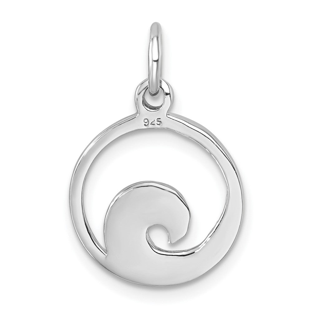 Sterling Silver Rhodium-plated Polished Enameled Wave Pendant LP-147