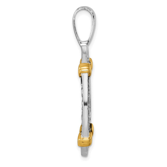 Sterling Silver Rhodium-plated Antiqued Gold-tone Ship Coin Pendant LP-150