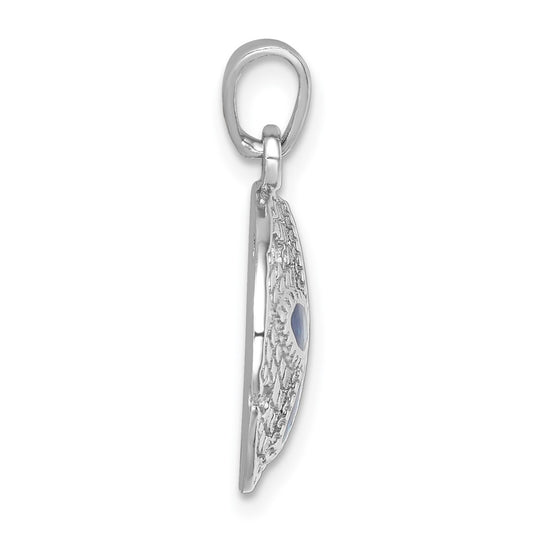 Sterling Silver Rhodium-plated Polished and Textured Enameled Sand Dollar Pendant LP-188