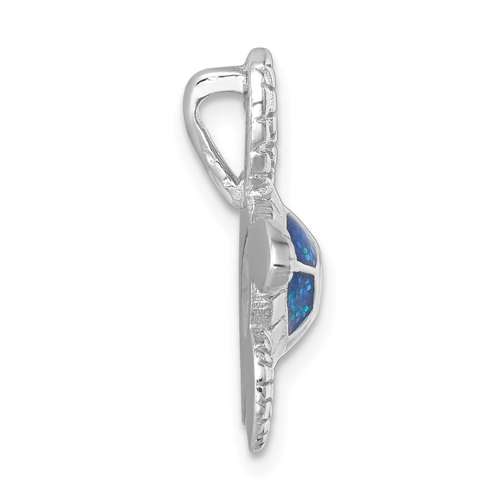 Sterling Silver Rhodium-plated Enameled Swimming Turtle Chain Slide LP-208