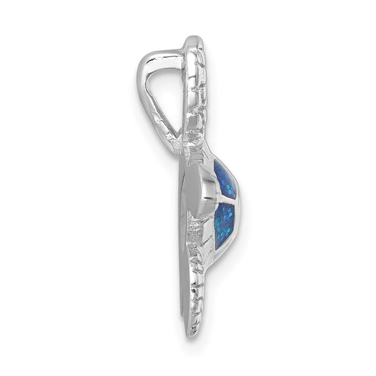 Sterling Silver Rhodium-plated Enameled Swimming Turtle Chain Slide LP-208